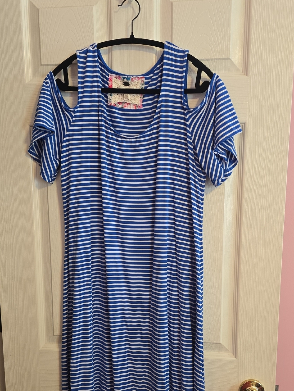 Cupio Striped Dress with Blue Trim